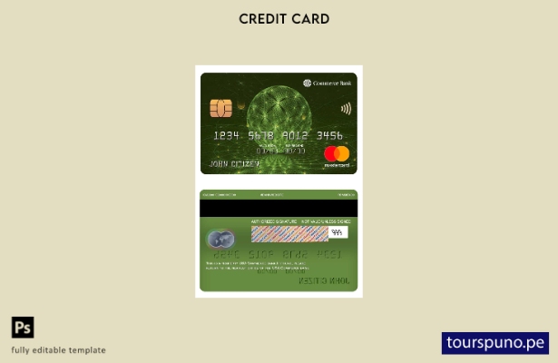 lista para imprimir la plantilla mastercard del banco USA Commerce